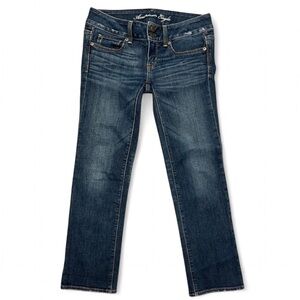 American Eagle Artist Dark Wash Low Rise Stretch Straight Jeans Women's Size 0